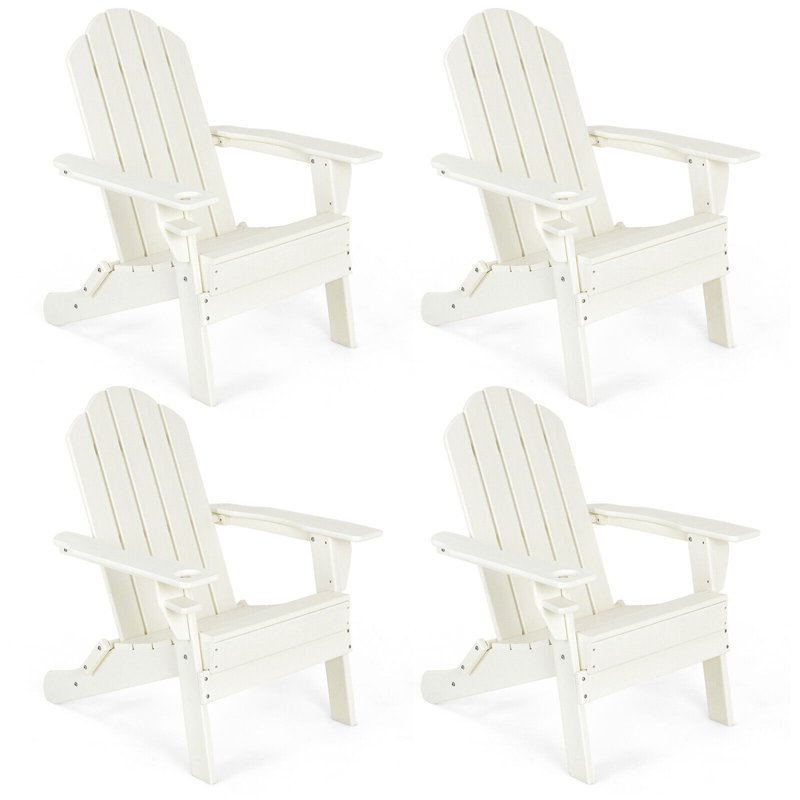 Calina Foldable Outdoor Adirondack Set, White