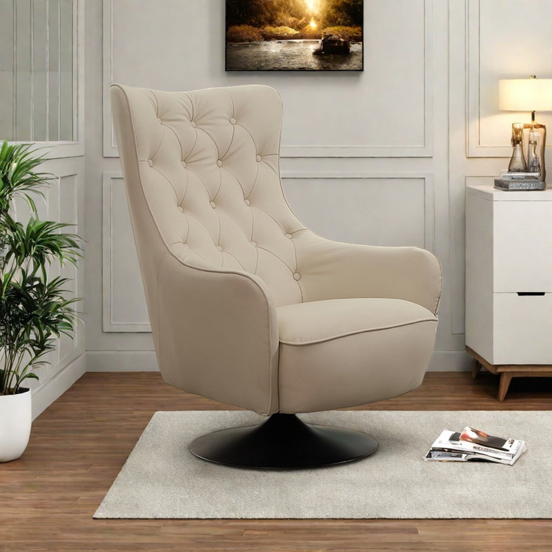 Chaise rotative ergonomique à haut dossier, Beige foncé