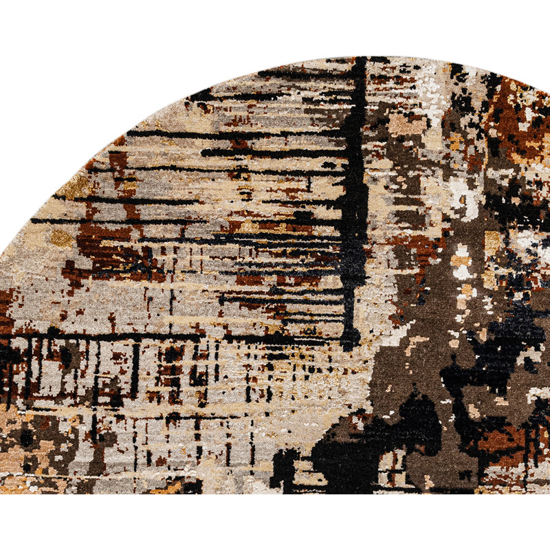Handmade Silk and Wool Abstract Area Rug