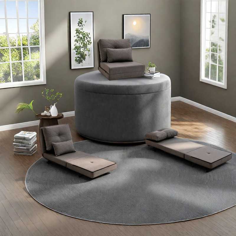 Chaises d'appoint multifonctionnelles, méridienne moderne réglable en acier de lin