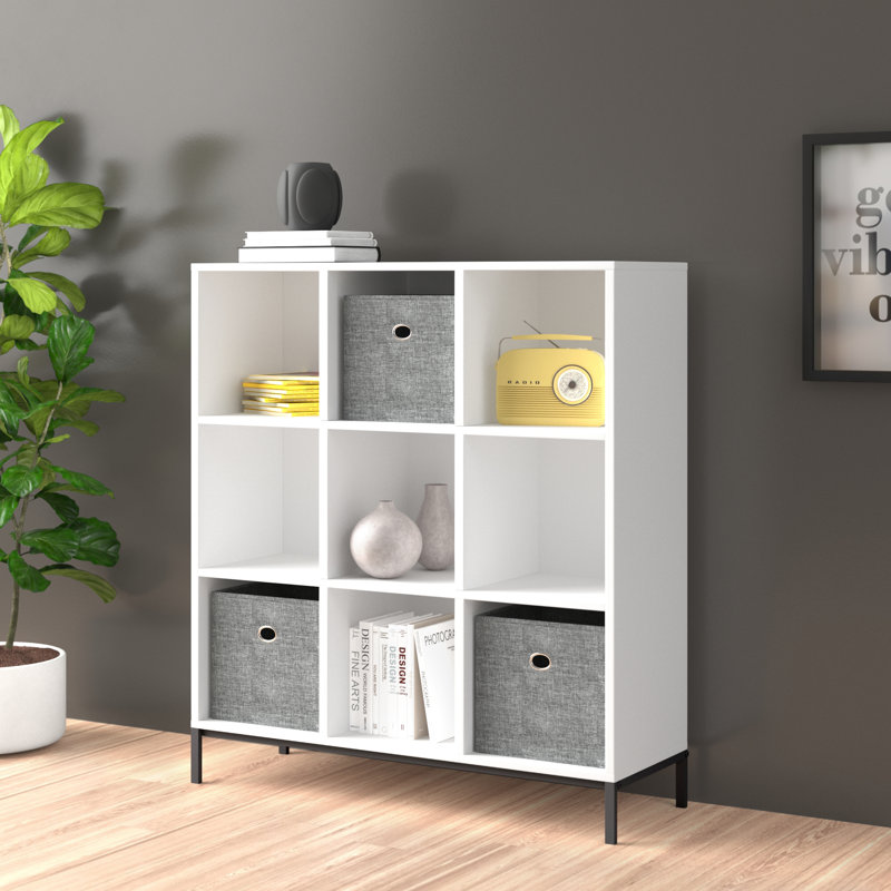 Clower Cube Bookcase, (6 Shelves) 27" H x 34.5" W x 11.75" D, White