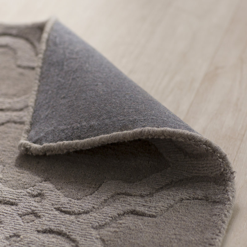 Tapis gris en laine touffeté à la main Doak, Rectangle 5 pi x 8 pi