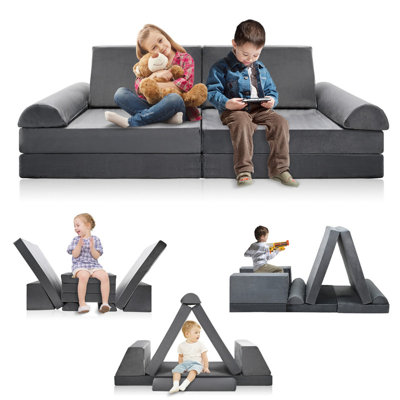 Kids Couch, Modular Convertible Sofa, Fold Out Couch for Imaginative Children, Creative Couch by Alwyn Home