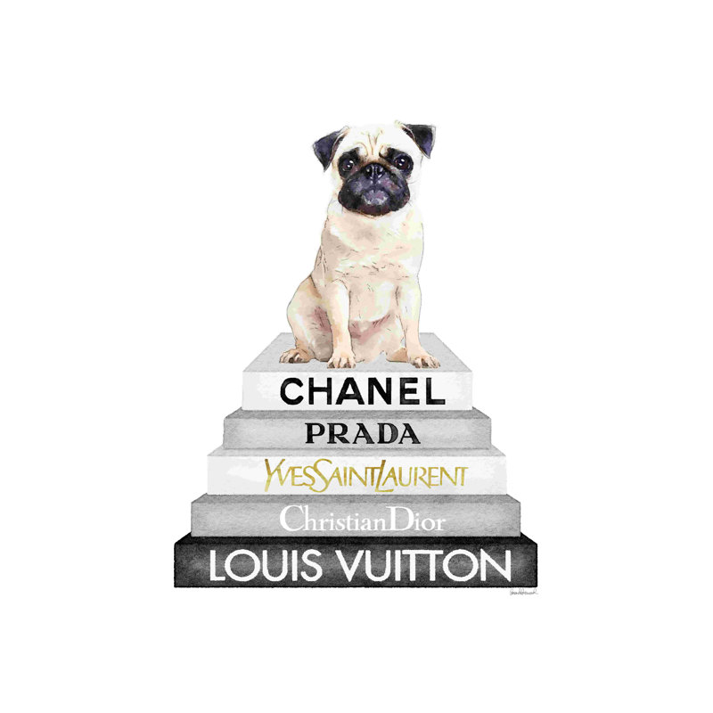Carlin Pug - peinture sur toile tendue, H 18 po x l 12 po