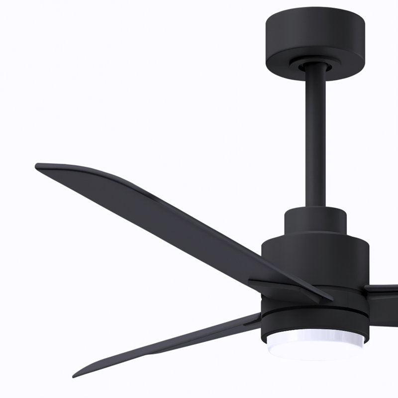 Alessandra - Three Blade Transitional Ceiling Fan -LED, Matte Black, 42", Matte Black
