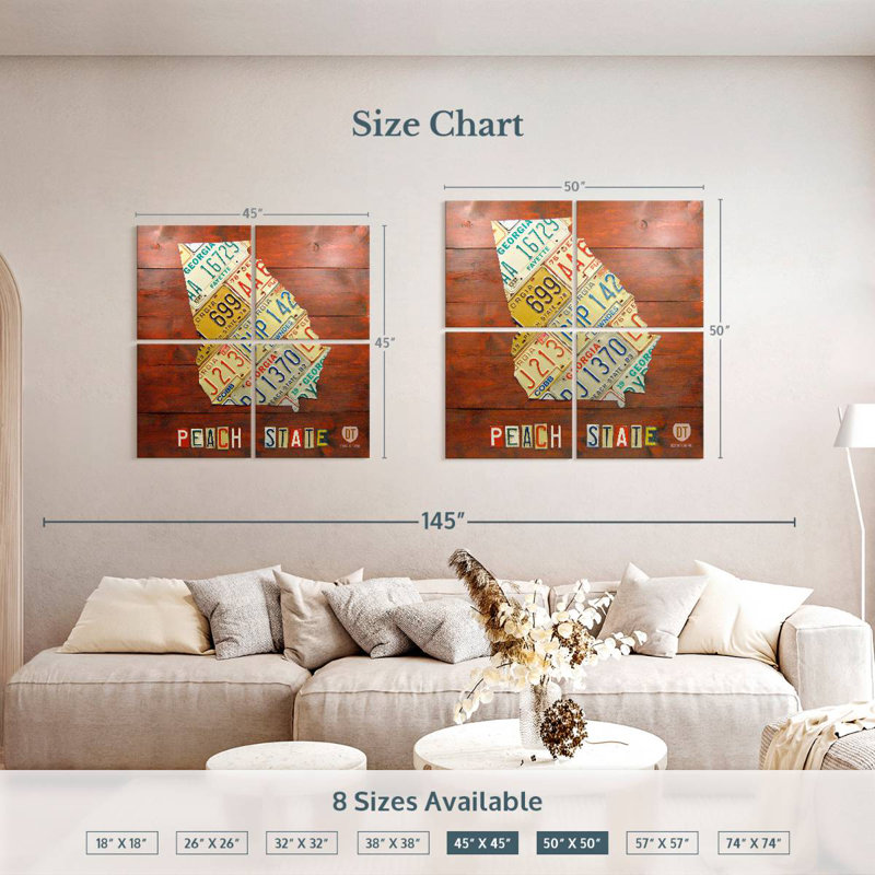 Aliaz Georgia Map, 50" H x 50" W