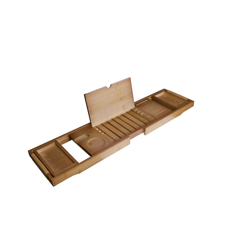 Plateau de table de bain pour baignoire - Plateau de table de salle de bain en bambou extensible avec porte-verre et livre, accessoires de salle de bain pour spa ou lecture