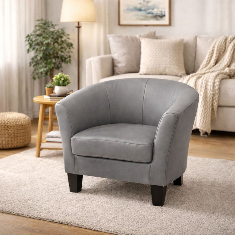 Fauteuil d'appoint en similicuir gris, Gris foncé