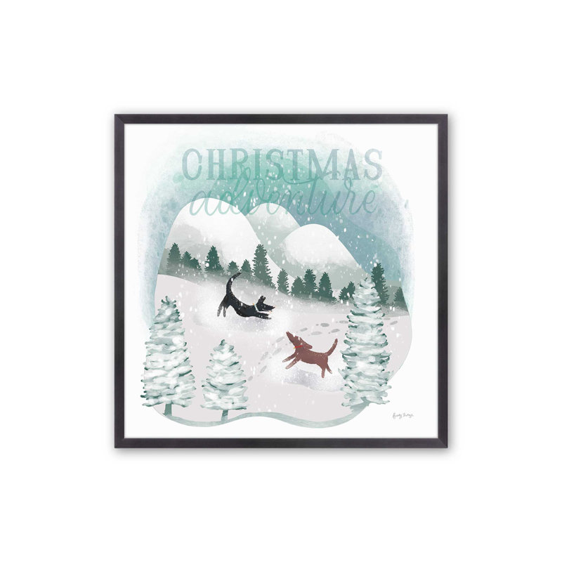 Les joies de Noël dans la neige – Affiche à  encadrer, Cadre simple en zinc patiné, bois massif, H 21,75 po x l 21,75 po
