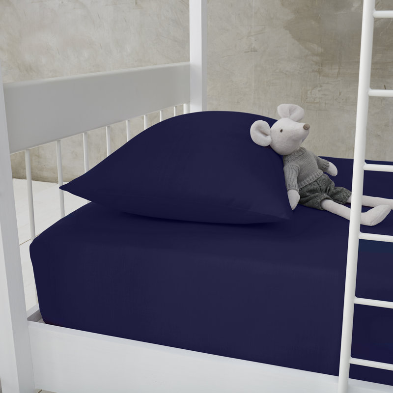 Plain Solid Polycotton Fitted Sheet 25cm Deep Single Double King 4ft Super King Comfortable Bedding Sheet, Navy, Double