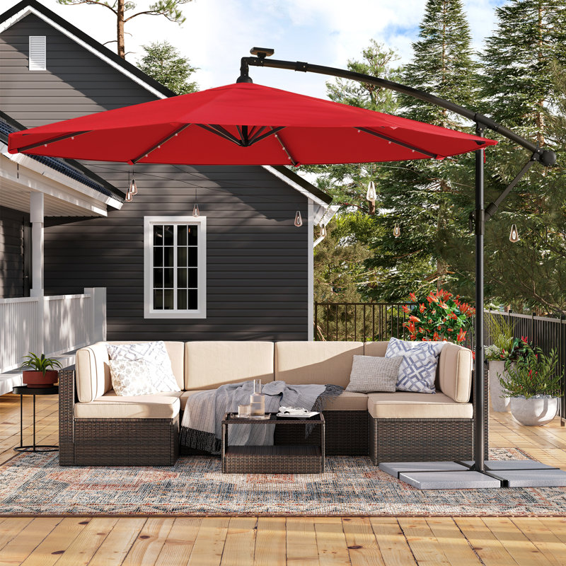 Piqua 300cm Lighted Market Parasol, Red