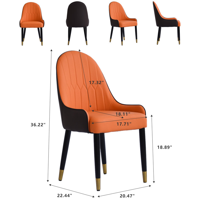 Maksimas 18.89'' H Faux Leather Upholstered Side Chair, Orange/Brown