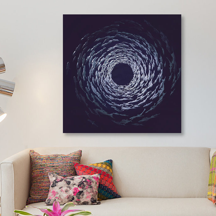 « hukku », reproduction d’impression sur toile tendue, H 37 po x l 37 po x P 1,5 po, Toile tendue, Pas de tapis
