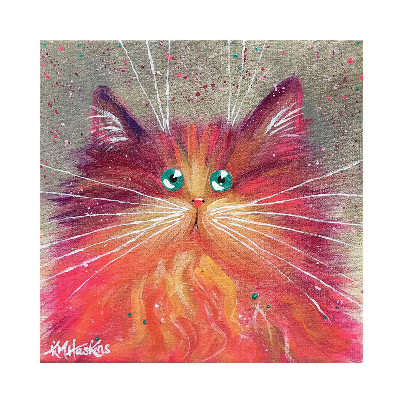 Pink And Gold Floof by Kim Haskins - Wrapped Canvas Print, 31cm H x 31cm W x 1.9cm D