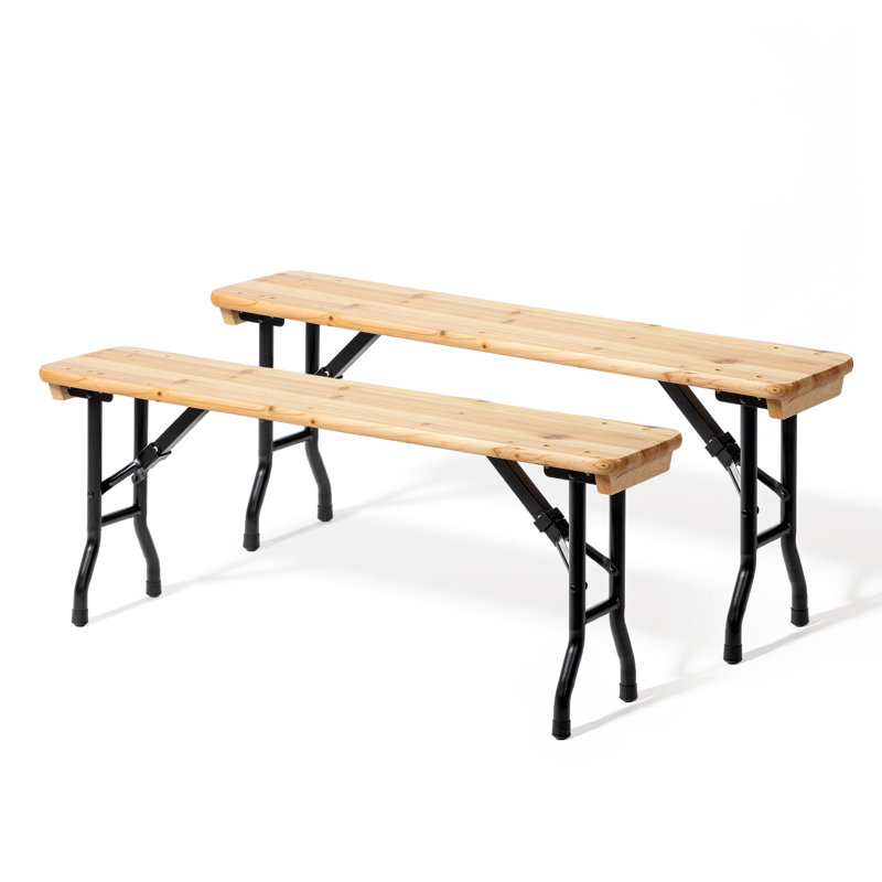 Ensemble de 2 bancs pliants en bois de sapin massif pour terrasse, 3,7 pi
