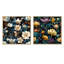 Jewel Tones Flowers Blooms - Abstract Botanicals Square, ensemble de 2 collages carrés-101864690-101864693