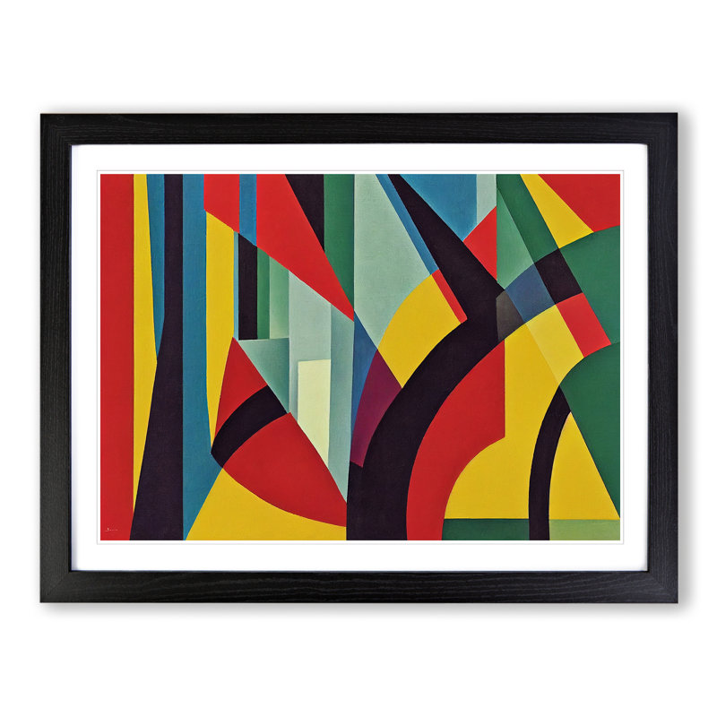 Compelling Modern Abstract - Single Picture Frame Print, 46cm H x 64cm W x 2cm D, Black