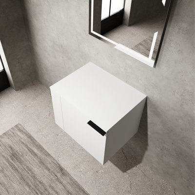 Meuble-lavabo de salle de bain 24 po pour grands espaces de salle de bain - Armoire moderne sans lavabo, chêne blanc américain, blanc composable, composable lumineux et brillant, brillant