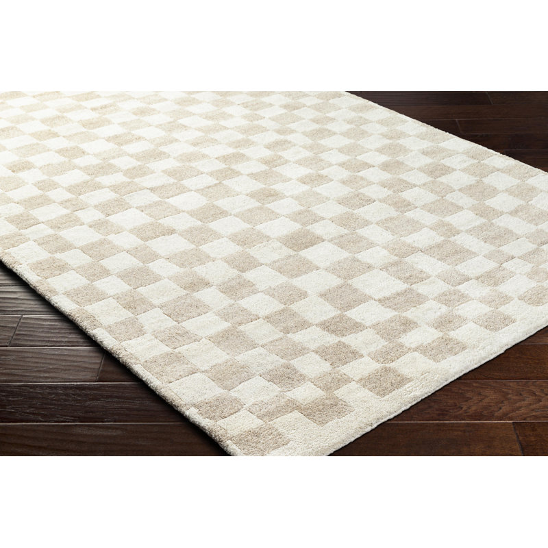 Damier Wool Checkered Area Rug, Rectangle 2' x 3'