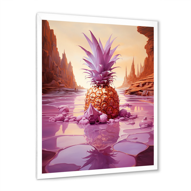 «Exotic Pineapple Oasis I», reproduction sur toile, H 32 po x l 24 po x P 1 po, Cadre photo blanc