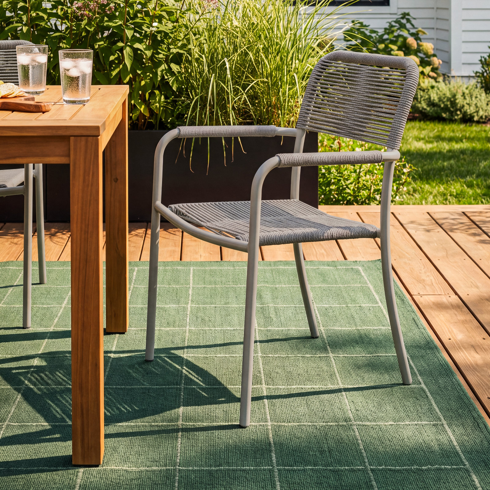 Brighton Premium All-Weather Wicker Outdoor Stacking Dining Armchair, Gray