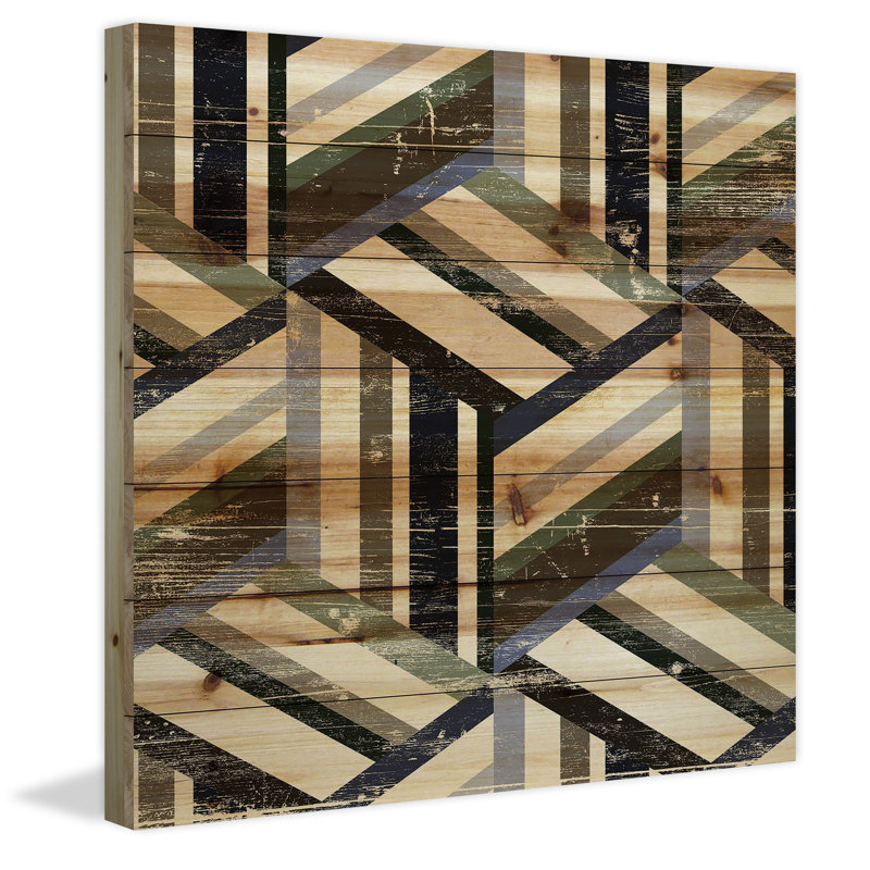 « line connections », impression sur bois, H 24 po x l 24 po