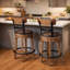 Tabouret pivotant en pin, similicuir brun-108470640