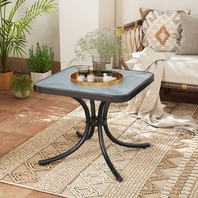 Square Glass Outdoor Side Table , 20 " W 20 " D