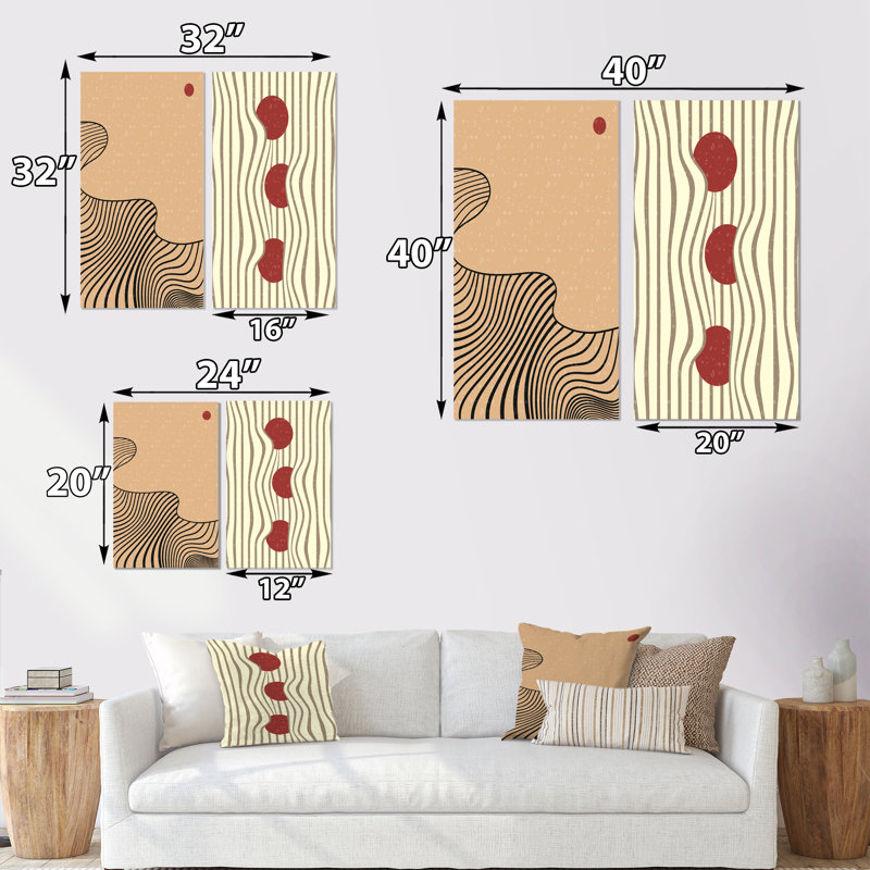 «Retro Japanese Minimal Geometric Typographie II», ensemble de 2 reproductions, H 20 po x l 24 po x P 1 po, Toile tendue