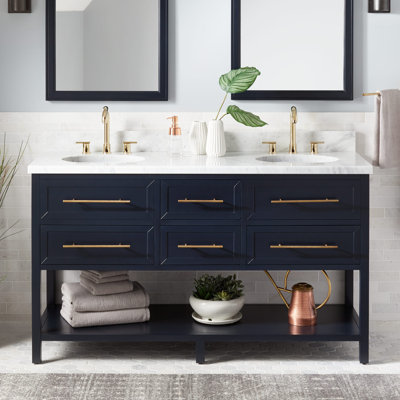60" Robertson Double Bathroom Vanity Set with Oval Undermount Sinks