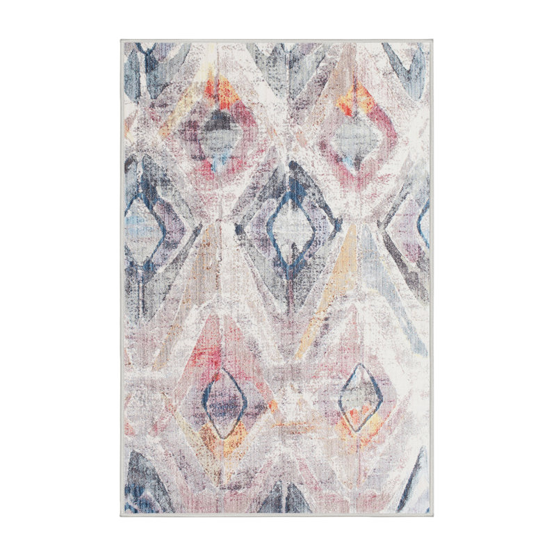 Tapis abstrait gris / bleu mer, Rectangle 7 pi x 9 pi