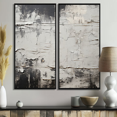 "Abstract Abstract Lunar Surface III" - 2 reproductions d'art moderne sur toile grise
