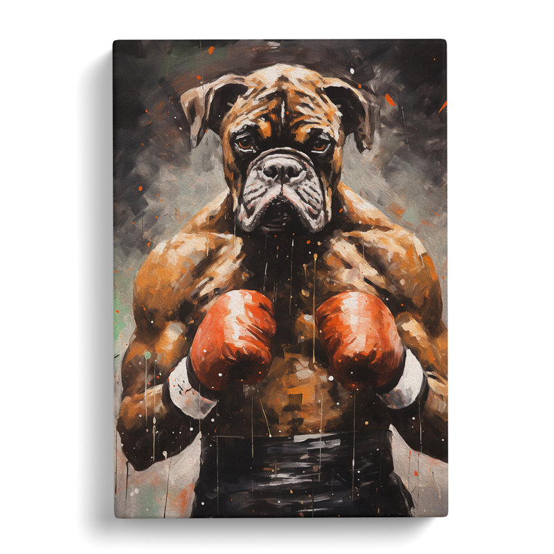 Boxer Dog Action Painting Art - Print, 60cm H x 40cm W x 3cm D
