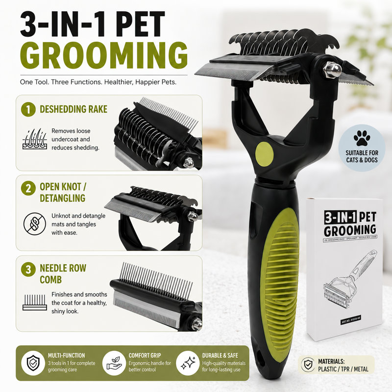 Brosse de toilettage 3 en 1 pour chiens et chats