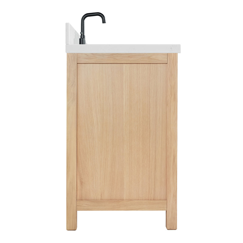  Meuble-lavabo simple 54,25 po avec comptoir, Chêne / noir mat, Rectangular