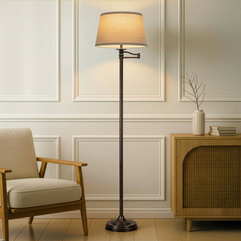  Lampe sur pied à DEL extensible Mid-Century 62 po Caden, Bronze