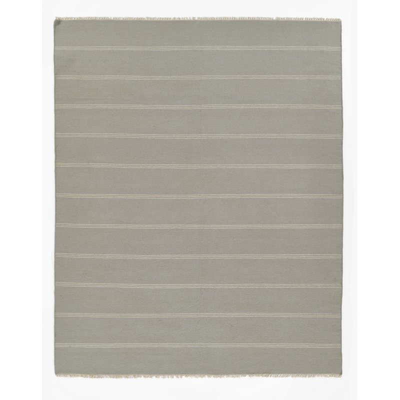Hand Tufted Striped Area Rug in Blue, Rectangle 5' x 8'