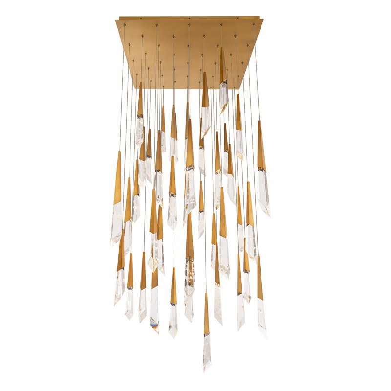 Solitude 41 Light Crystal LED Multi-Light Pendant, Aged Brass