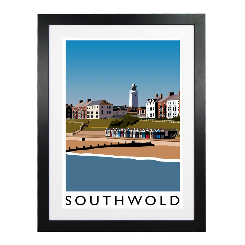 'Southwold 2' by Richard O'Neil - Print, Black Wood Frame, 43.5 cm H x 33.5 cm W x 2.2 cm D