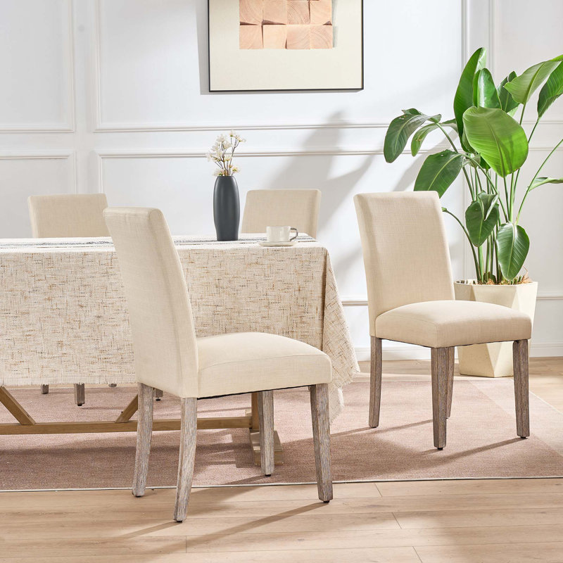 Chaise d'appoint rembourrée en tissu , Beige, 2 Pieces