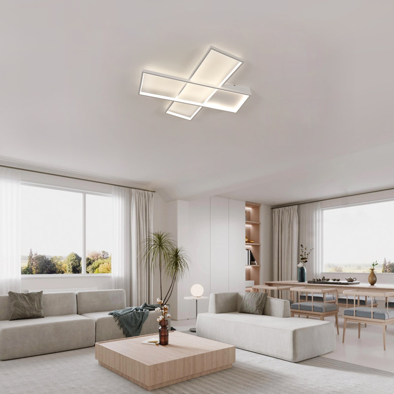 Modern 64cm White Dimmable LED Aluminium Ceiling Light With Remote