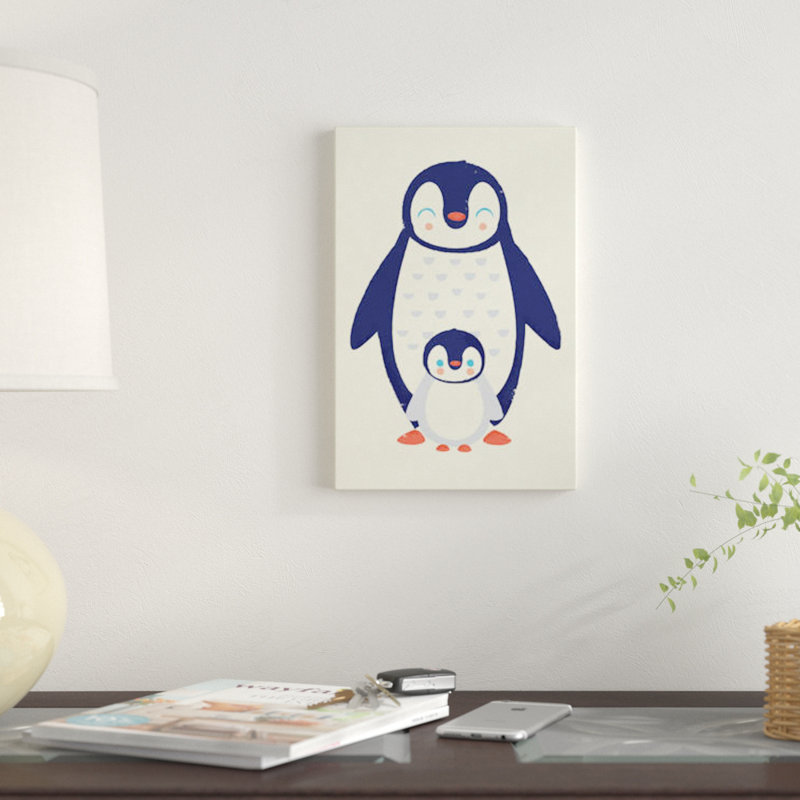 « maman penguin' », impression sur toile tendue, H 26 po x l 18 po x P 1,5 po, Toile tendue