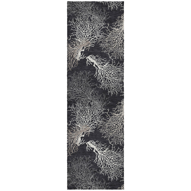 Premium Machine Washable Dream Shag ADS182 Coral Rug, 2'3" x 7'6" Runner, Midnight