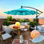 Parasol d'extérieur 10 pi avec protection solaire imperméable, 8 nervures robustes, manivelle et traverse pour la terrasse de jardin. Baleines imperméables. Facilité d'utilisation. Auvent. Rouille - poteau en acier. Énergie-2145273008