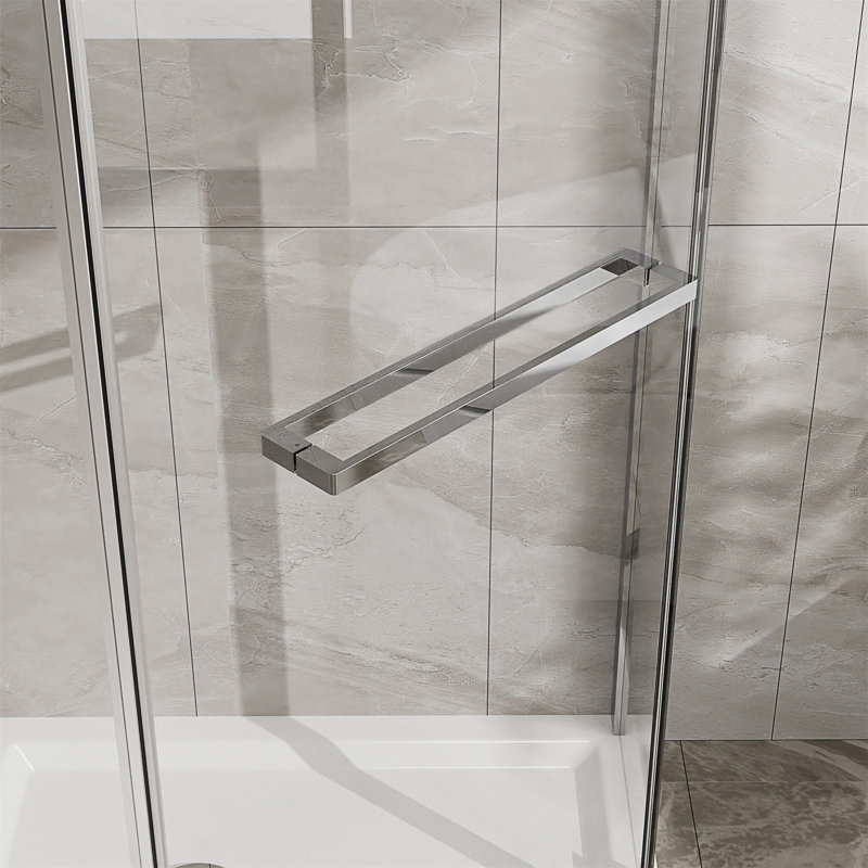 Frameless Shower Door With Clear SGCC Tempered Glass, 36 In. D X 36 In. W X 72 In. H, Space-Saving And Durable, Chrome