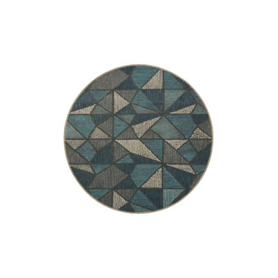 Green Geometric Patterned Woven Base Rug
