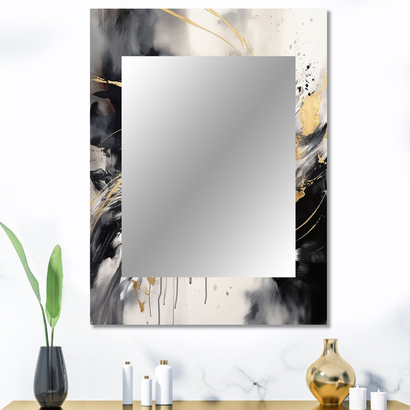 Exploring The Depths Of Gold Marble II - Gold Wall Mirror Decor, 40 po x 30 po