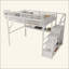 Lit avec bureau et station de charge, lit mezzanine en métal avec escalier et lumière pour enfants adolescents