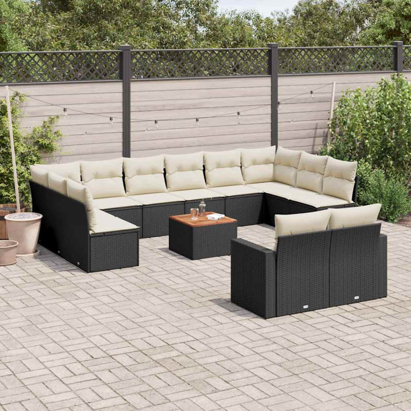 Ensemble de canapé de jardin Vidaxl noir, blanc crème