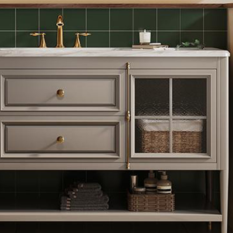 Armoire de salle de bain American Light, Gris clair, H 32,28 po x l 55,12 po x P 21,65 po